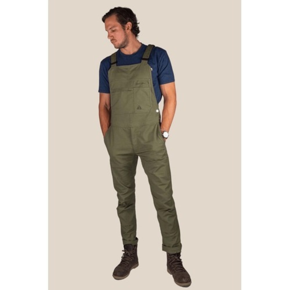 LIVSN Men's Flex Canvas Overalls Olive NWT $200 MSRP 36x32